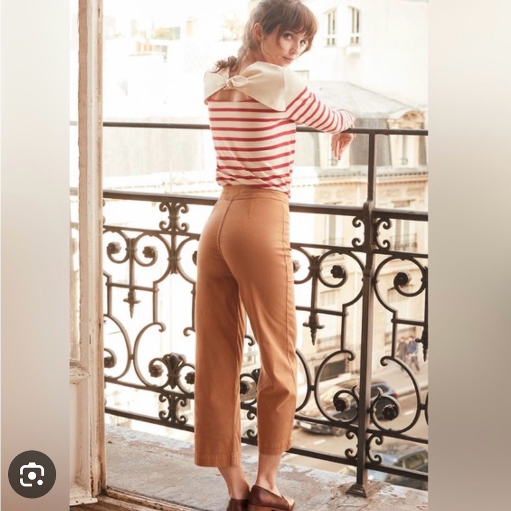 Sezane Camel/Tan High-Rise Straight Crop Pants